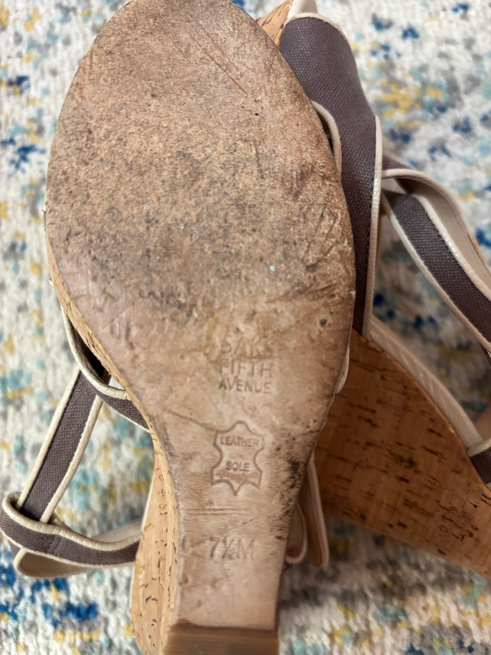 Saks Fifth Avenue Brianna Brown Cork Wedge Sandals - Picture 10 of 10